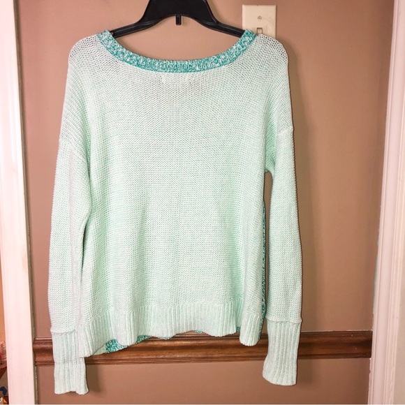 American Eagle 2 Tone Open Knit WoolBlend Sweater Green Medium - Picture 2 of 5